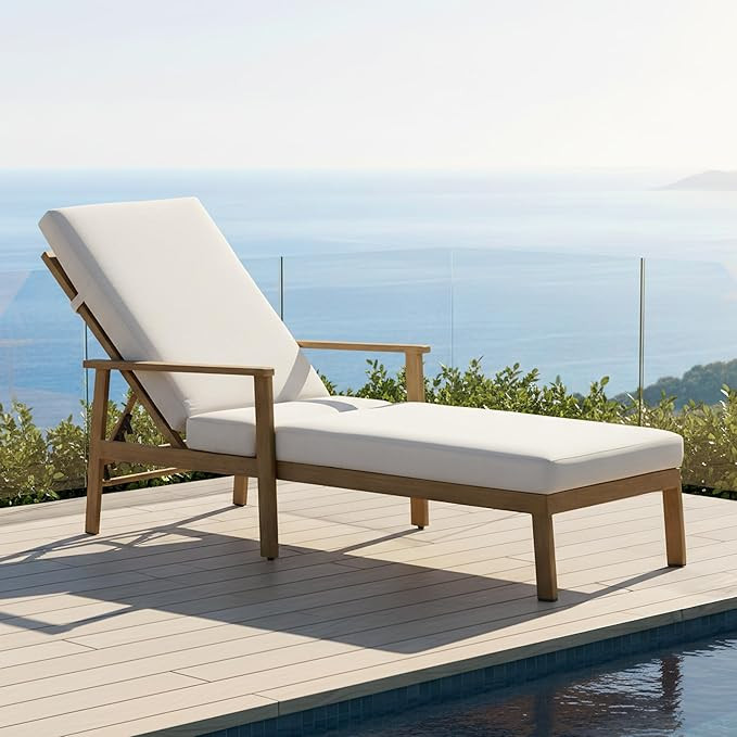 Outdoor Chaise Lounge, Aluminum Chaise Lounge Outdoor with Cushion, 6-Position Adjustable Pool Ch... | Amazon (US)