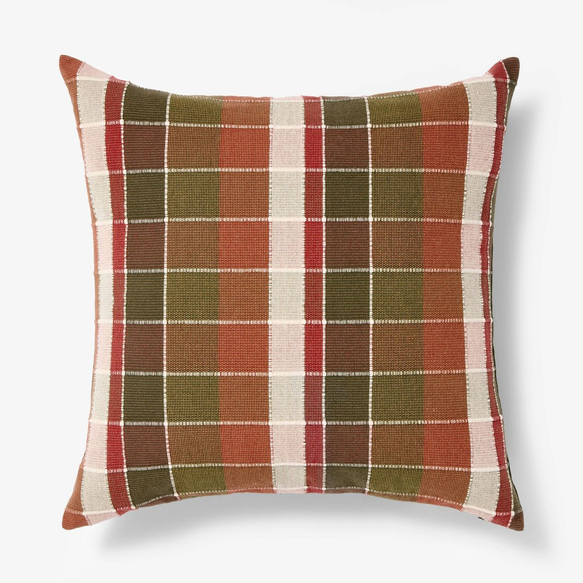 Oversized Woven Grid Square Throw Pillow Red/Green - Threshold™ designed with Studio Mcgee | Target