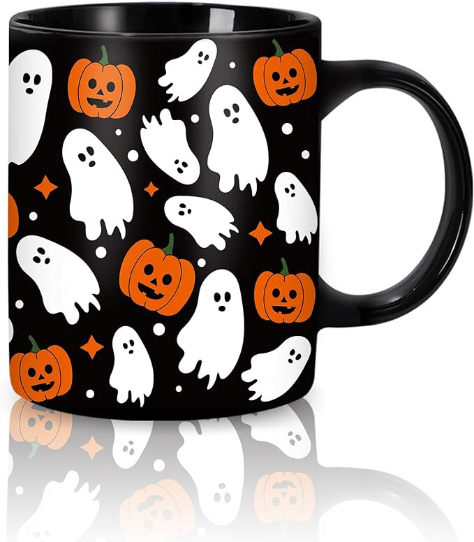 Whaline Halloween Mug Ghost Pumpkin Coffee Mug Black White Orange Ceramic Drinking Mugs for Hallo... | Amazon (US)