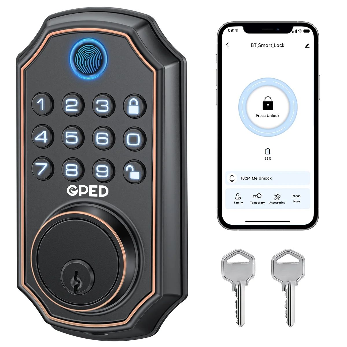 Fingerprint Door Lock, Keyless Entry Door Lock with APP Control, Smart Locks for Front Door, Dead... | Walmart (US)