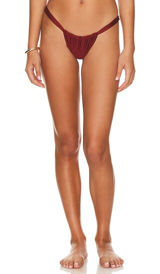 Ruched Bikini Bottom in Sweet Cinnamon Shimmer | Revolve Clothing (Global)