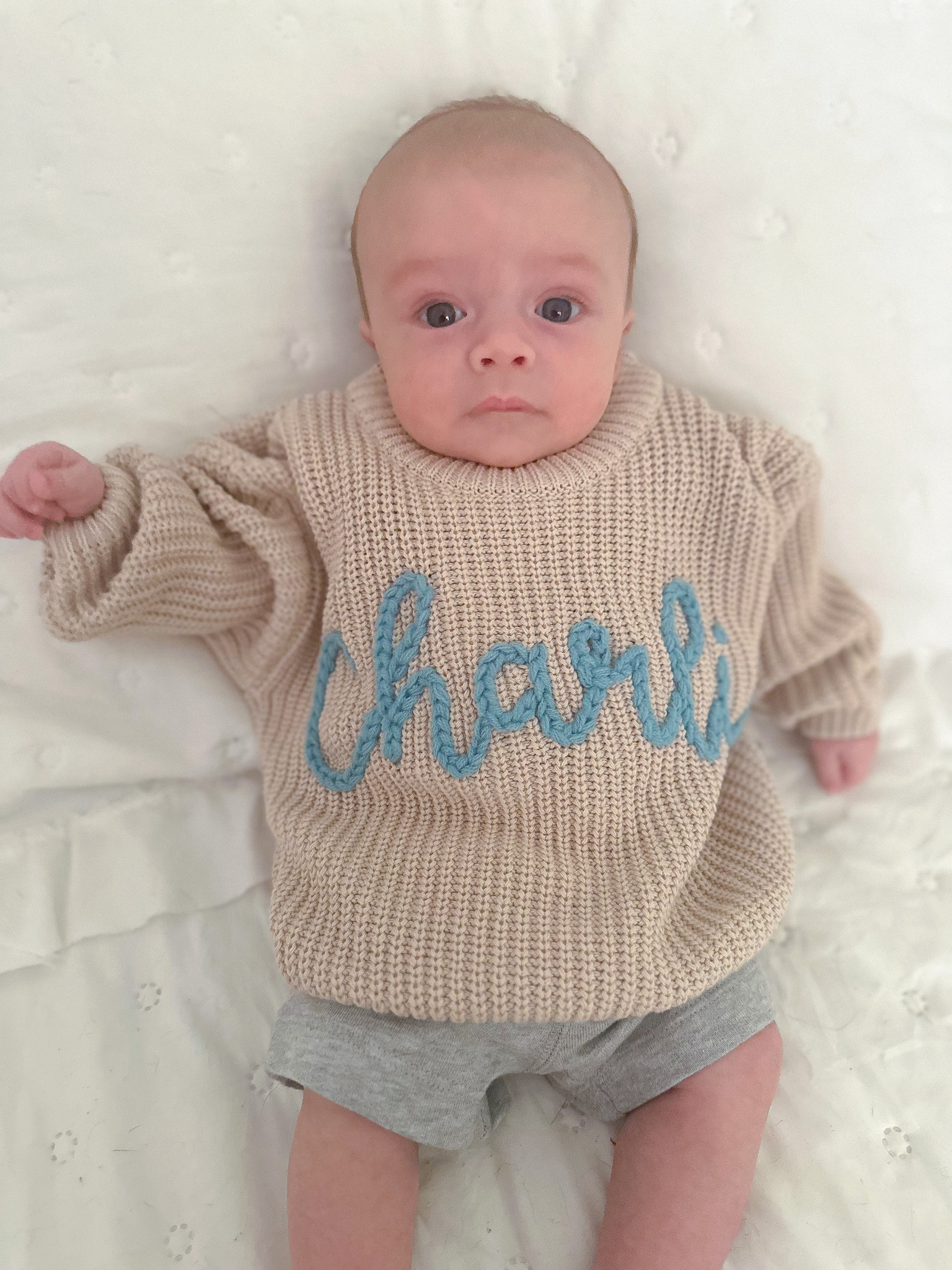 Personalized crochet sweater for your baby milestone 

#LTKKids #LTKBaby #LTKFindsUnder100
