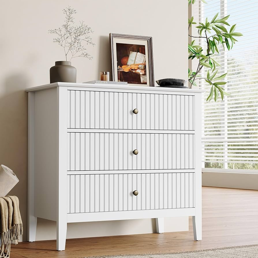 RoyalCraft 32" Large Nightstand, Fluted Painted Bedside Table with 3 Spacious Drawers, Modern Tal... | Amazon (US)