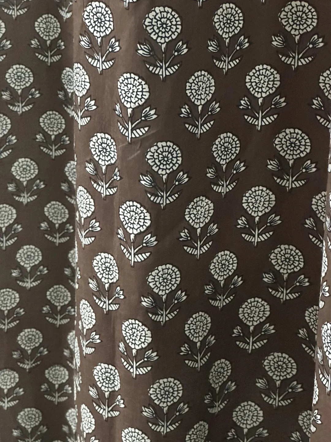 Coffee Brown Floral Curtain Panels: Boho Cotton Drapes - Etsy | Etsy (US)