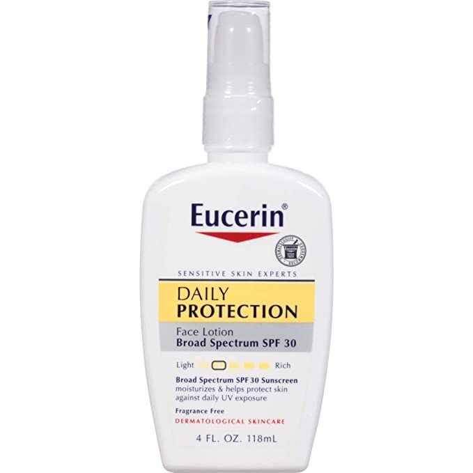 Eucerin Daily Protection Face Lotion - Broad Spectrum SPF 30 - Moisturizes and Protects Sensitive... | Amazon (US)