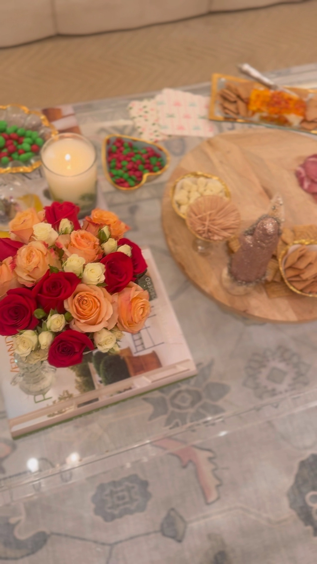 on my coffee table for a party ❤️🎄flat bread went on the rest of that wooden tray! 

#LTKParties #LTKSeasonal #LTKHoliday