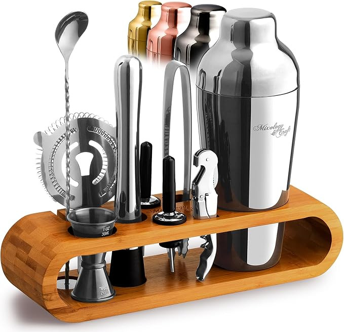 Mixology Cocktail Shaker Set - 10-Piece Cocktail Making Set - Home Bartender Kit in Bamboo Stand ... | Amazon (US)