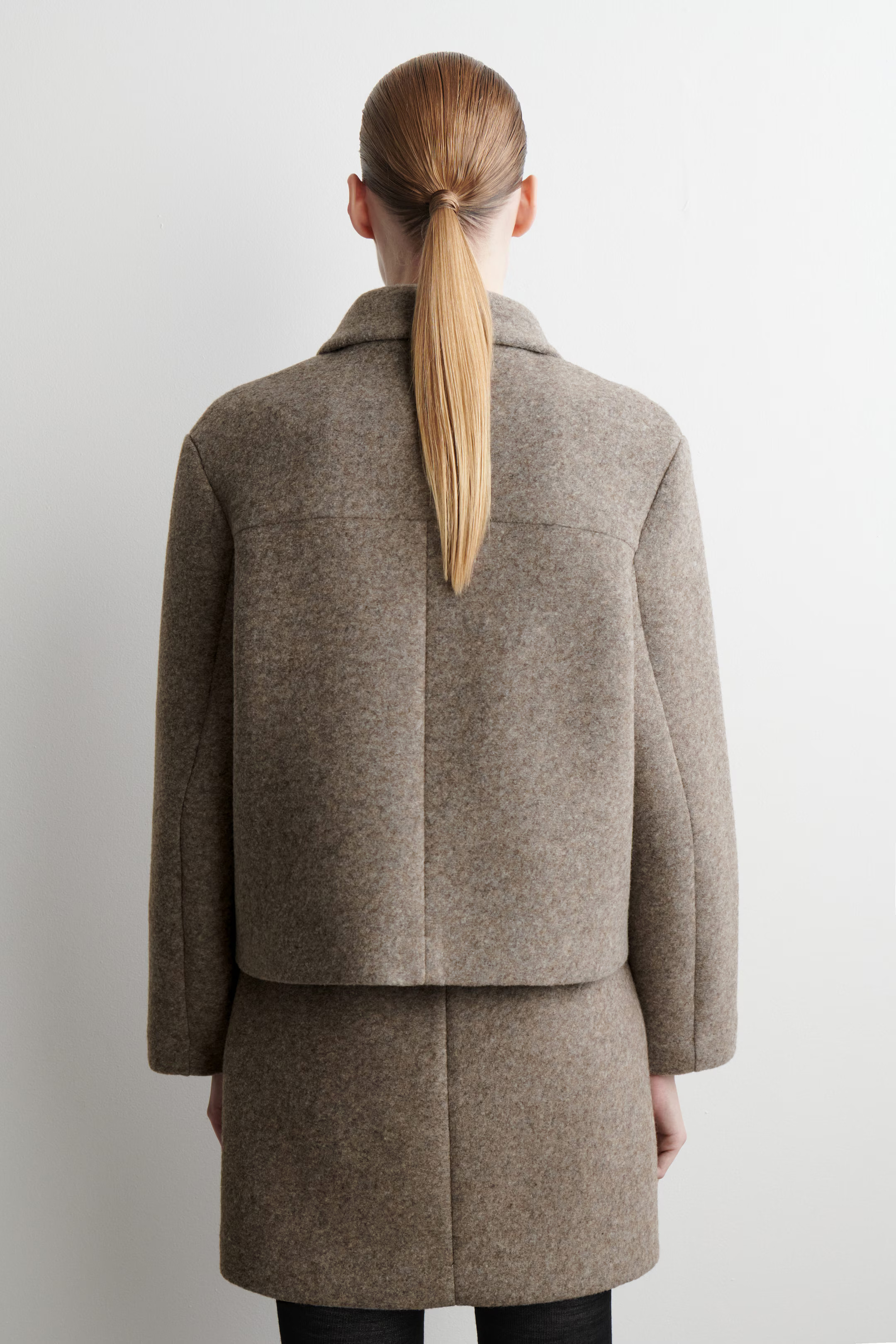 BOILED WOOL-BLEND SHORT JACKET - BEIGE MÉLANGE | COS AF | COS (US)