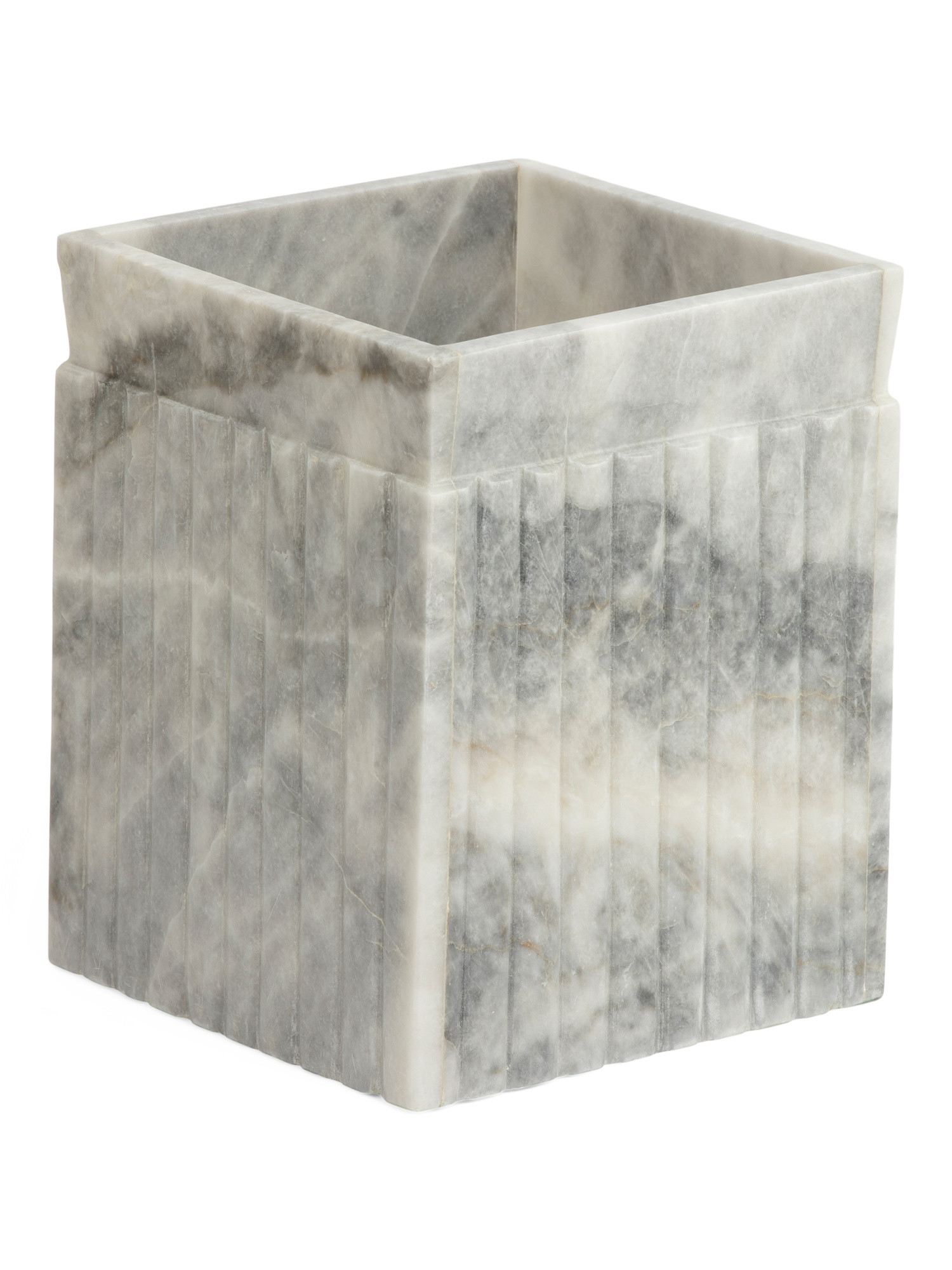 Ribbed Marble Square Waste Basket | TJ Maxx