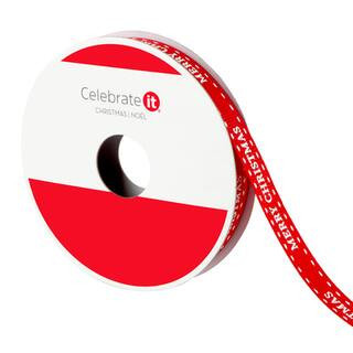 3/8" x 12Ft Red & White Merry Christmas Ribbon by Celebrate It® Christmas | Michaels® | Michaels Stores