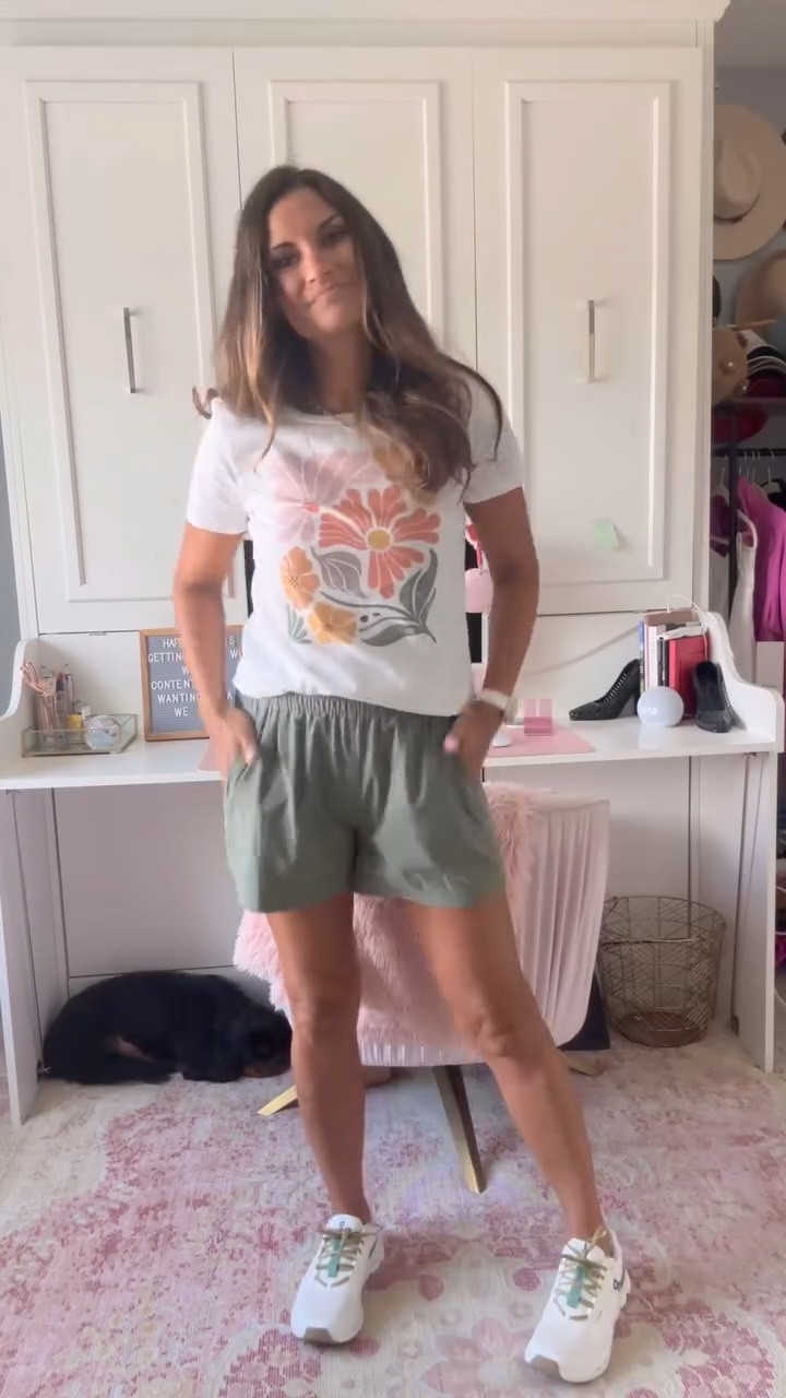 If you rang my doorbell throughout the week, odds are pretty good you would find me wearing some version of this outfit! 

Fit Tip: I sized up one size to M for a more relaxed fit in the shorts. Everything else is true to size. Wearing a small in the tee.

#howtostyle  #whattowear #ootd  #affordablefashion #fashiontips  #amazon #amazonfashion @amazonfashion #founditonamazon