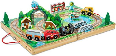 Melissa & Doug Take-Along Railroad Tabletop Playset with Wooden Train Toys, Animals & Scenery Pla... | Amazon (US)