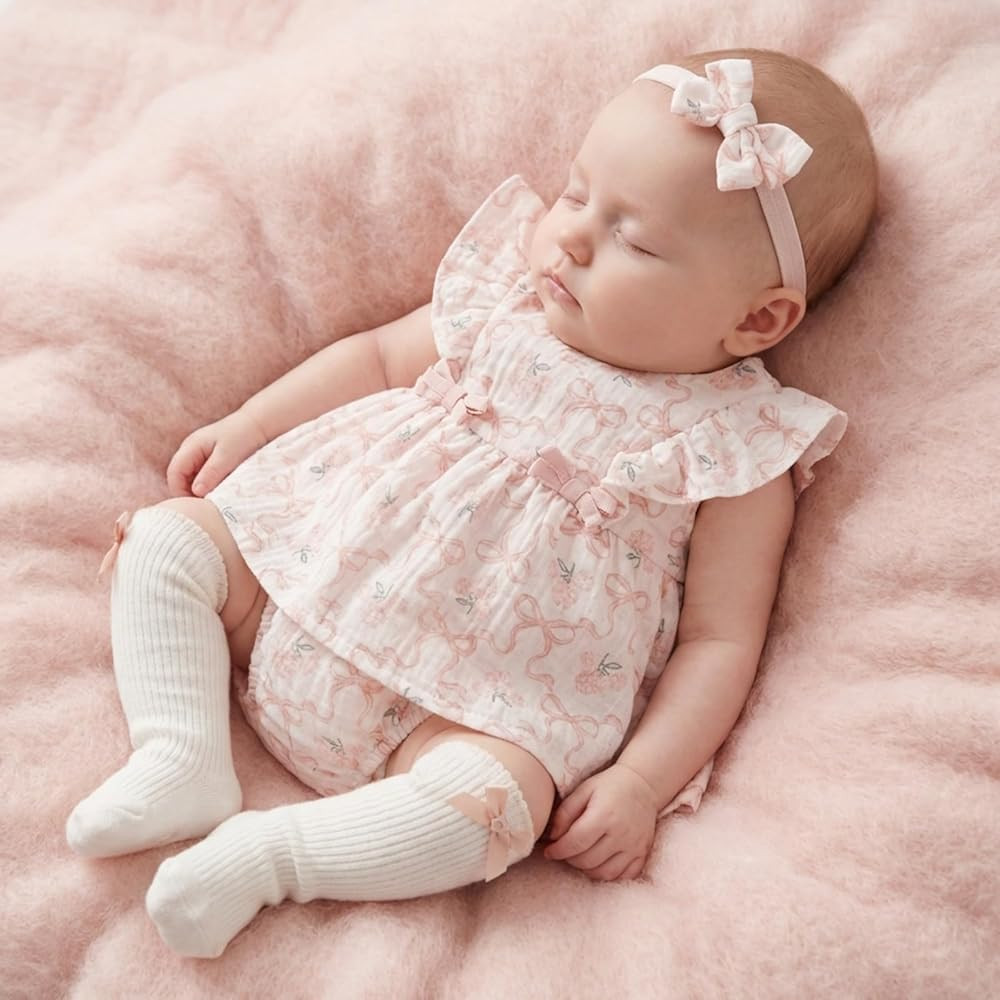 Baby Girl Bodysuit Dress Baby Girl Summer Outfits Dress Romper Floral Bloomer Shorts Socks and He... | Amazon (US)