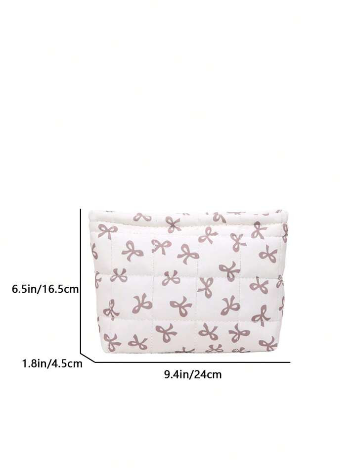 Spring/Summer New Fashion Multi-Purpose Quilted Embroidered Grid Padded Makeup Bag, Bow Patchwork... | SHEIN