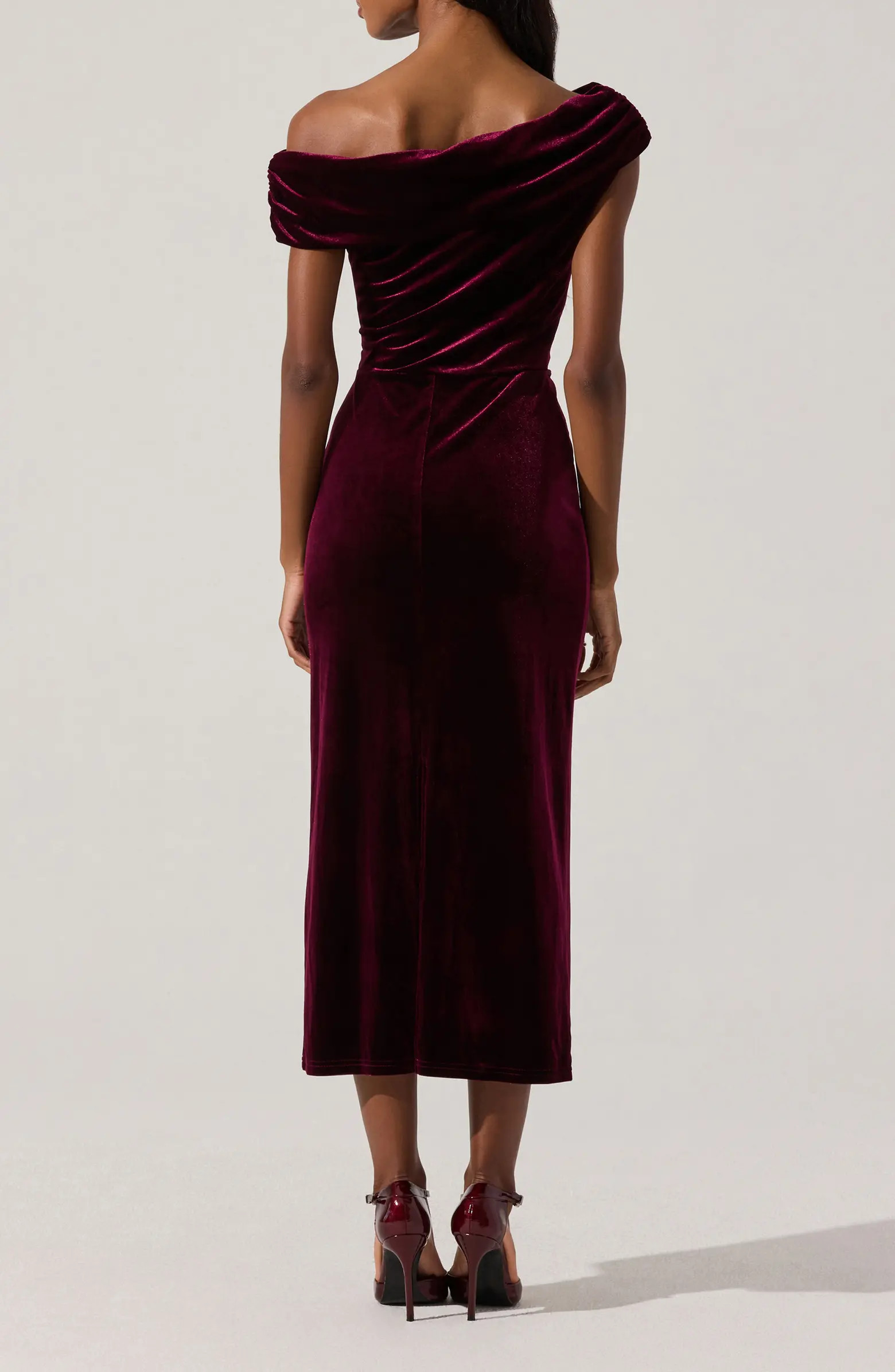 One-Shoulder Velvet Midi Dress | Nordstrom