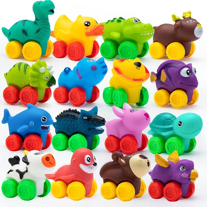 JOYIN Animal Cars, Soft Rubber Car Set Toy, Baby Mini Toy Vehicles, Bath Toy Car for Boys and Gir... | Amazon (US)