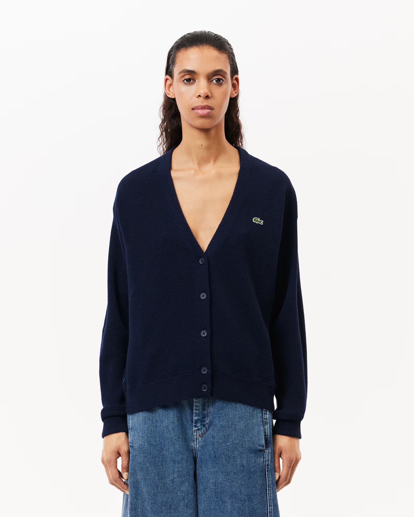 Women's Relaxed Fit V-Neck Wool Cardigan | Lacoste (US)