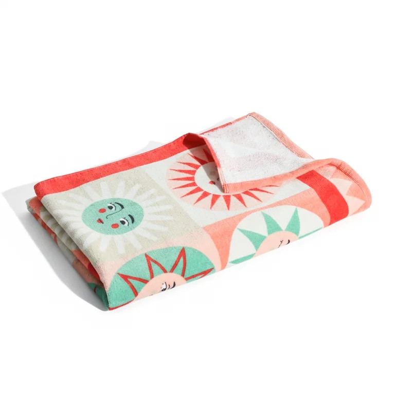 Mainstays Mosaic Sun 100% Cotton Beach Towel, 36 x 72 Inches, Vibrant Yellow | Walmart (US)