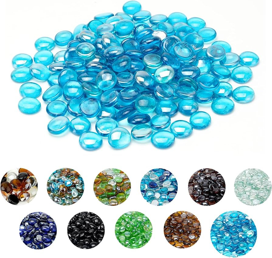 Amazon.com: Skyflame 10-Pound Fire Glass Beads for Fire Pit Fireplace, 1/2-Inch Size Caribbean Bl... | Amazon (US)