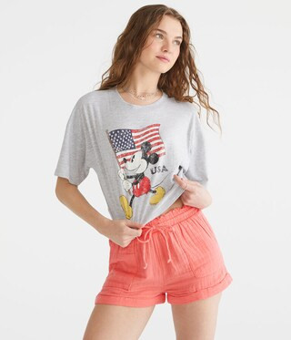 Mickey Mouse USA Cropped Boyfriend Graphic Tee | Aeropostale