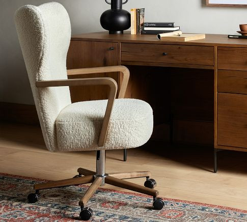 Jones Upholstered Swivel Desk Chair | Pottery Barn (US)
