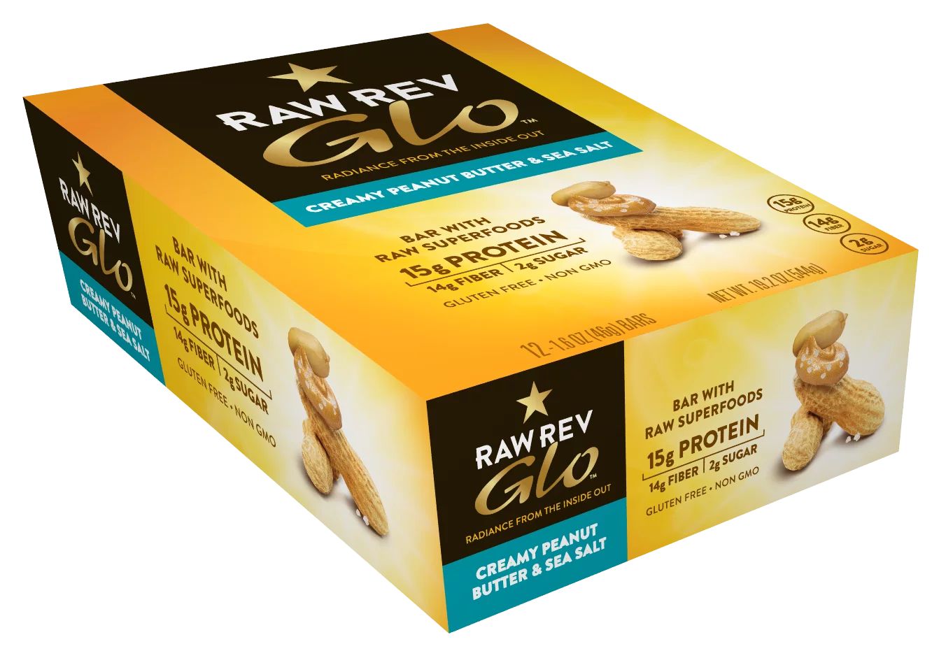 Raw Rev Glo Protein Bar Creamy Peanut Butter & Sea Salt, 12 Pack | Walmart (US)