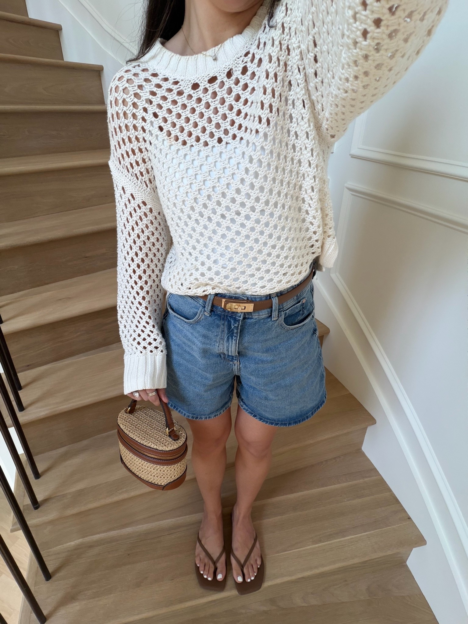 Size 27 in denim shorts (run a little big), linked similar crochet top below!

#LTKootd #LTKPetite