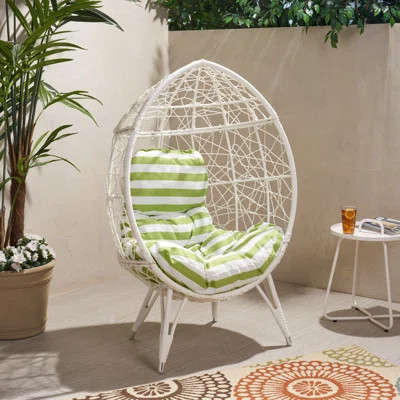 Wicker Teardrop Chair With Outdoor Cushion,Patio Outdoor Chairs | Wayfair North America