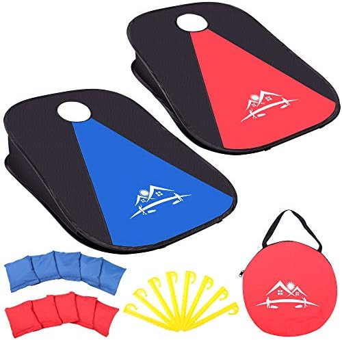 Portable Collapsible Cornhole Game Bounce Bean Bag Toss Game with 10 Bean Bags for Kids Adults Fa... | Amazon (US)