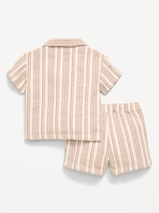 Short-Sleeve Textured Striped Shirt and Shorts Set for Baby | Old Navy (US)