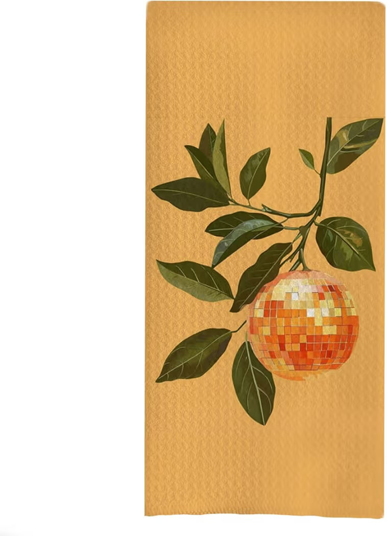 Trendy Orange Kitchen Towels, Retro Funky Preppy Orange Disco Ball Hand Dish Tea Towels for Kitch... | Amazon (US)