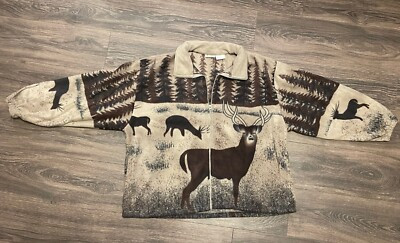 Vintage 90’s Collections Etc Whitetail Deer Wildlife Print Fleece Jacket XXL | eBay US