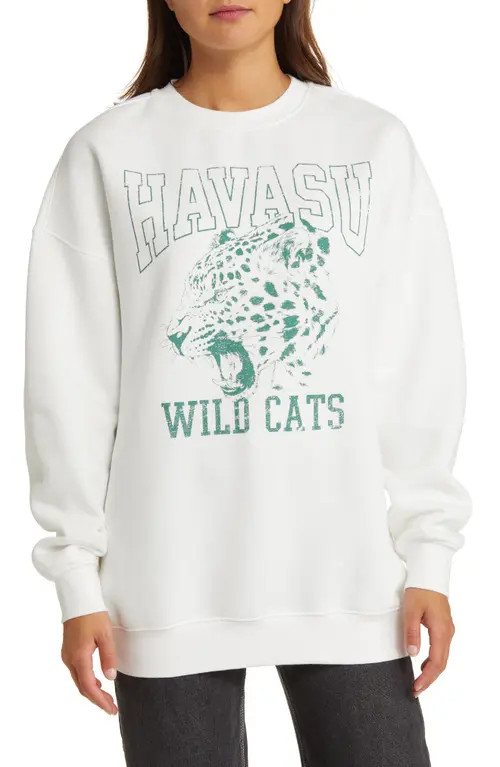 BP. Oversize Graphic Crewneck Sweatshirt in Ivory at Nordstrom, Size Medium | Nordstrom