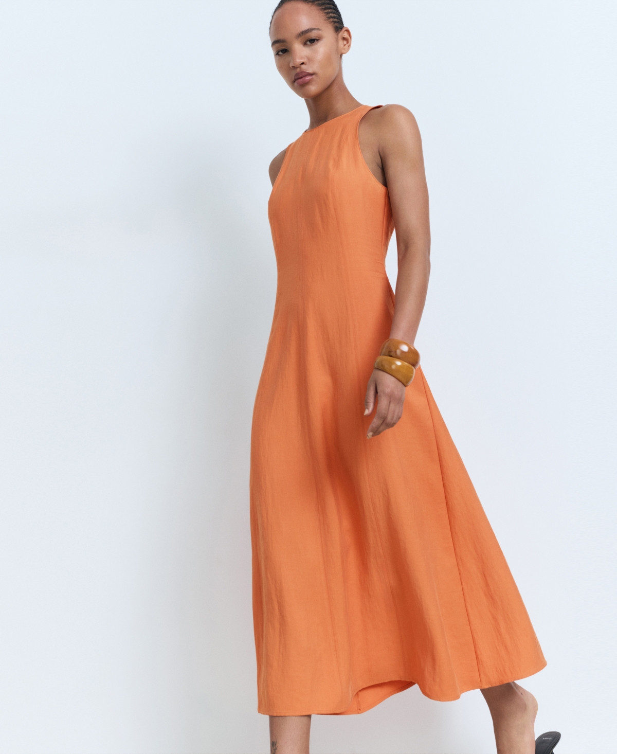 Mango Women's Flared Midi-Dress - Salmon | Macy's
