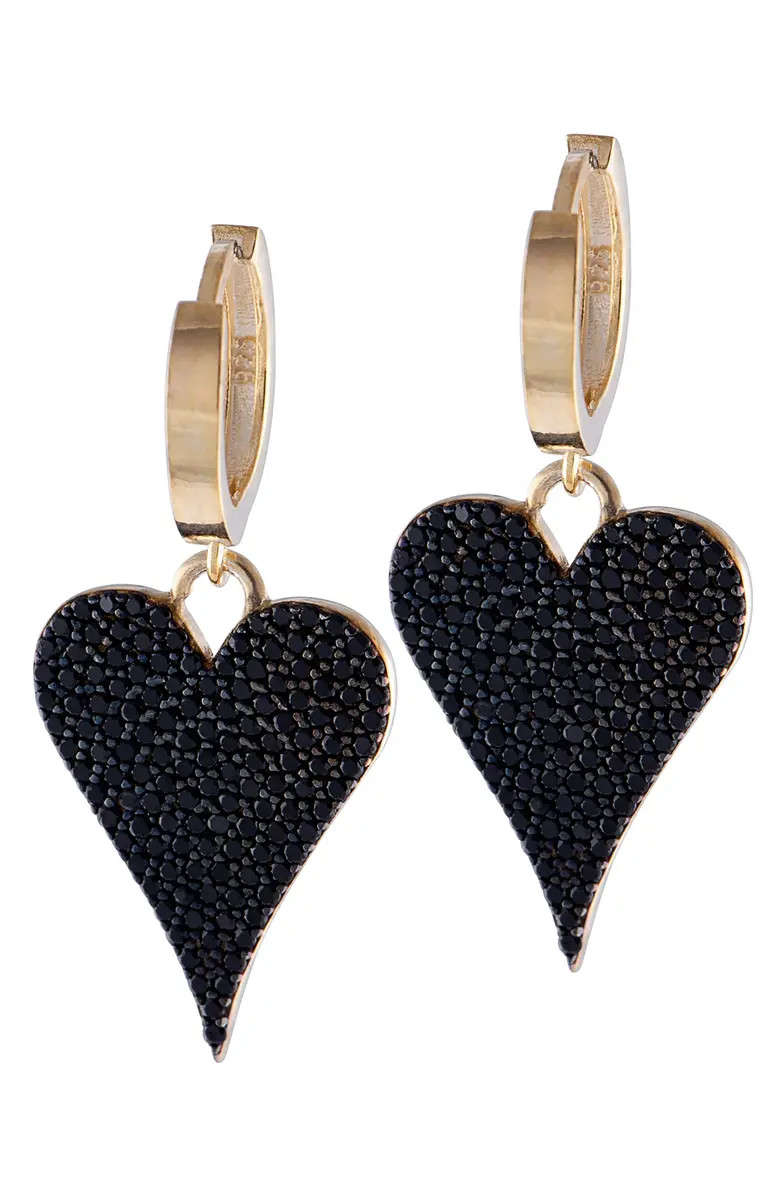 Pavé Heart Drop Huggie Hoop Earrings | Nordstrom