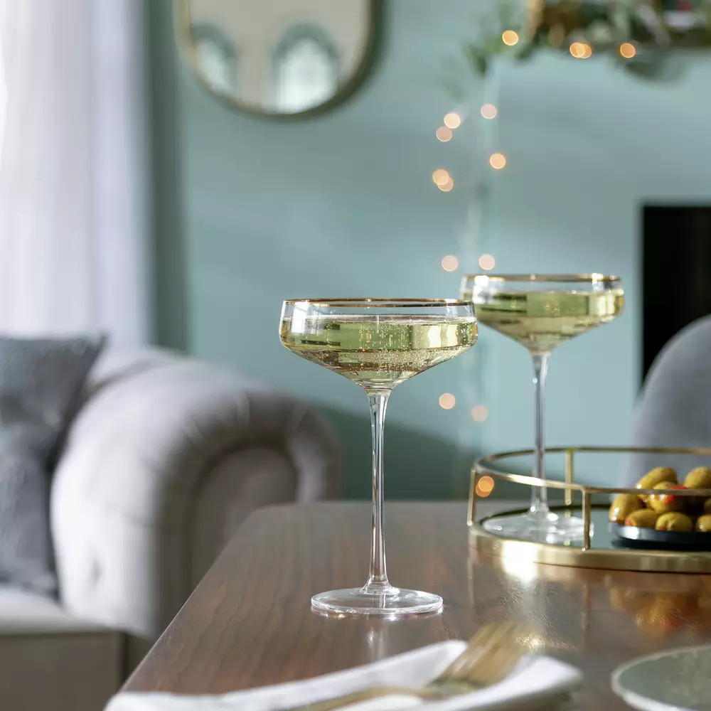 Buy Habitat Gold Rim Set of 4 Champagne Coupe | Glassware | Habitat | Habitat UK