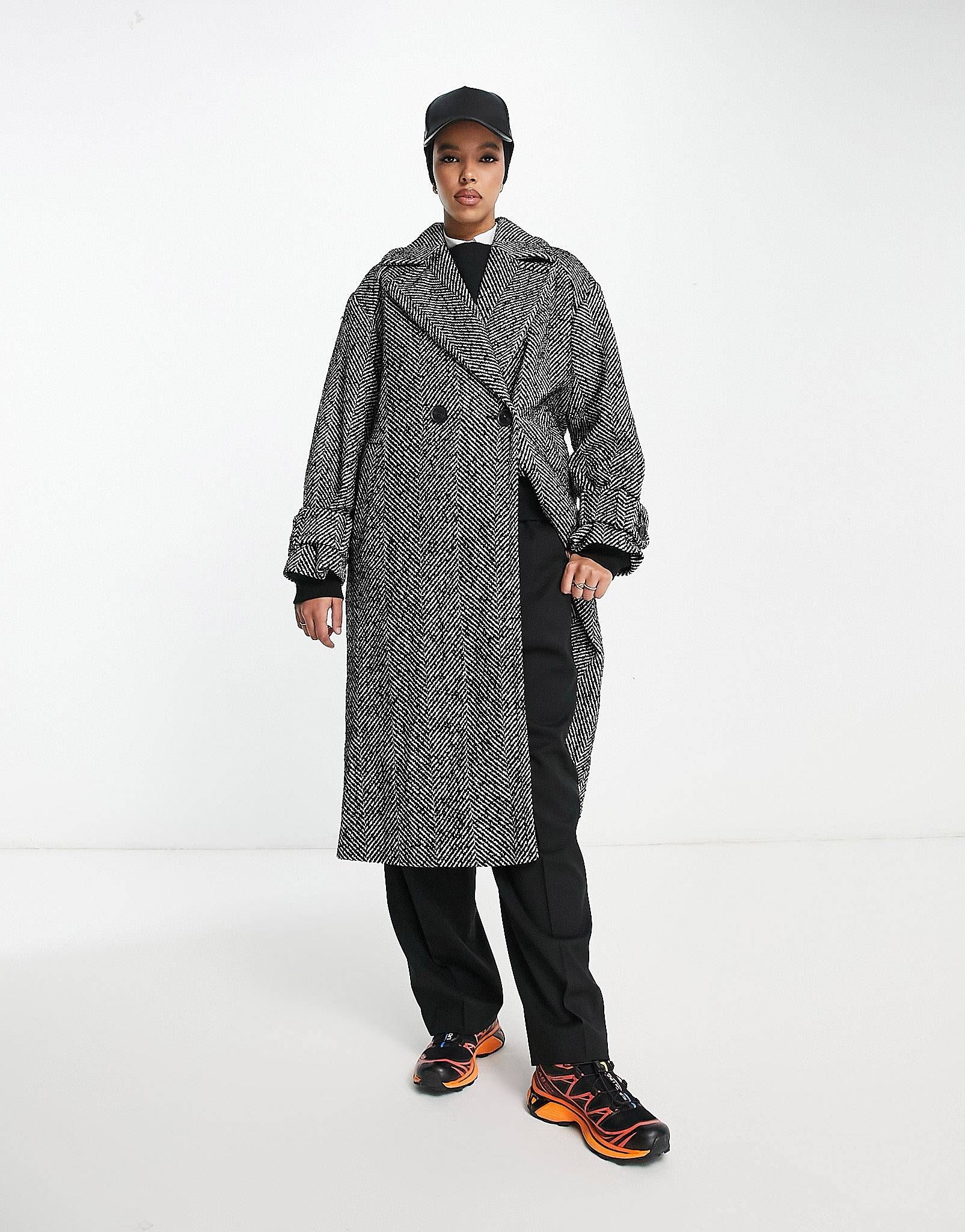 River Island oversize double breasted maxi coat in black | ASOS (Global)