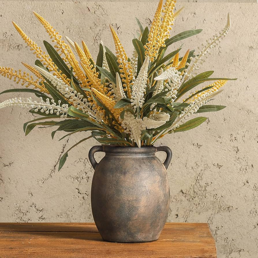 Ceramic Flower Vase 7.6 inch Farmhouse Rustic Vase Decorative Pottery Terracotta Vases for Home D... | Amazon (US)