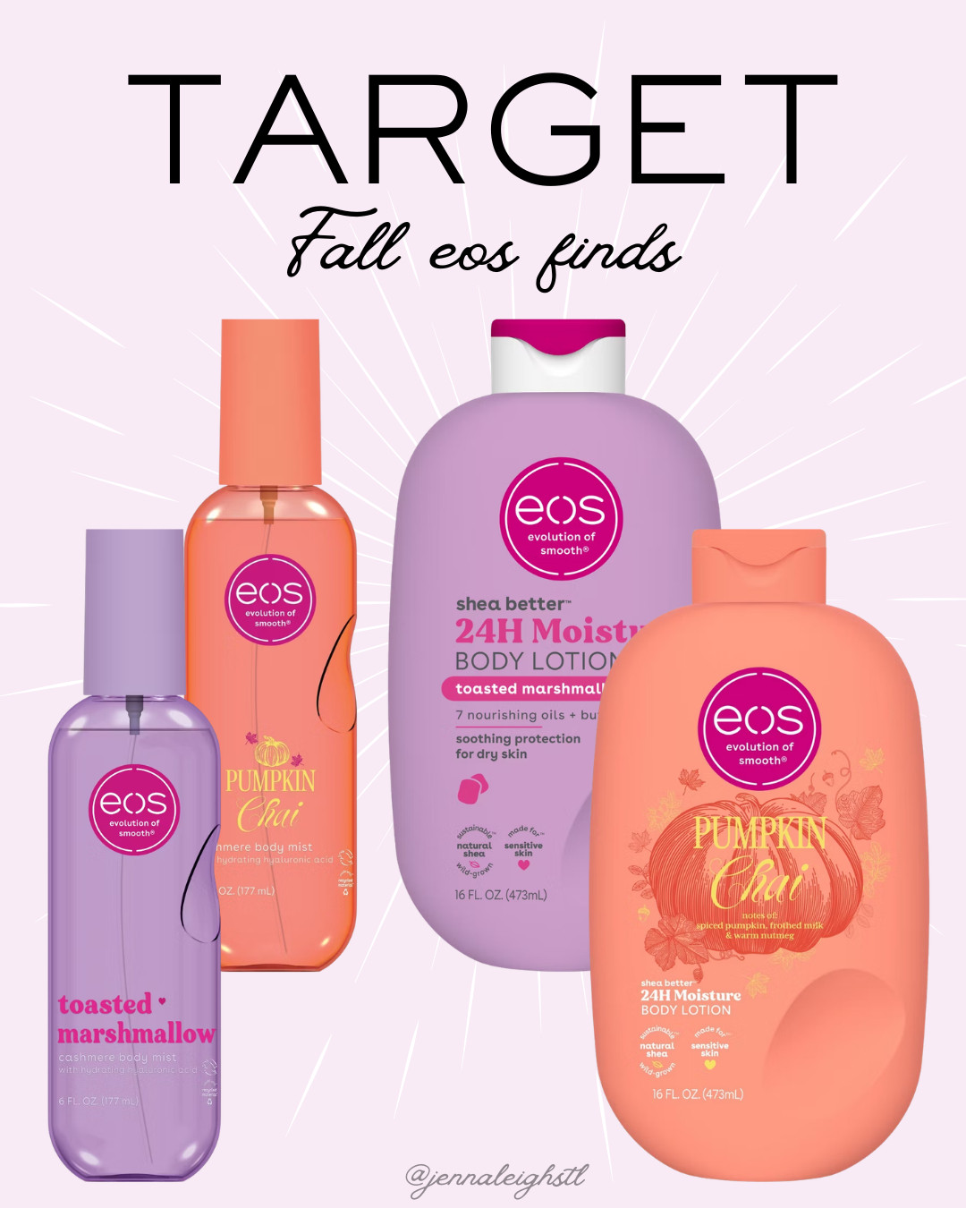 Fall scents are here at Target! 🍂 The new eos Toasted Marshmallow body mist and lotion are giving all the cozy vibes, plus the Pumpkin Chai scent is perfect for the season. These smell SO good! 

 #LTKgrwm #LTKSeasonal #LTKBeauty