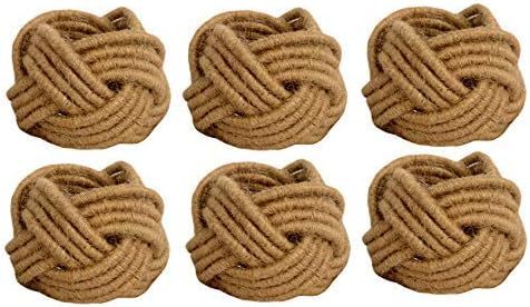 Kaizen Casa Set of 6 Classic Braided Jute Burlap Napkin Rings (Cream) (Outer: 5.08cm Inner: 3.81c... | Amazon (UK)