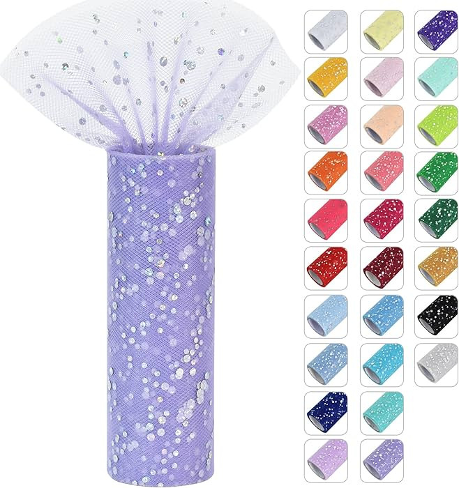 Light Purple Glitter Tulle Rolls 6 Inch by 10 Yards Sequin Tulle Fabric Ribbon for DIY Tutu Skirt... | Amazon (US)