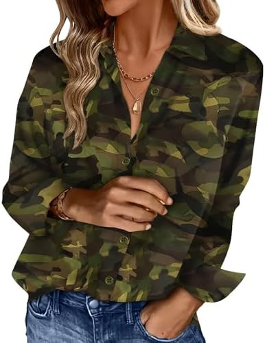 OFEEFAN Womens Button Down Shirts Long Sleeve Tops Silk Satin Blouses Business Casual Fashion Out... | Amazon (US)