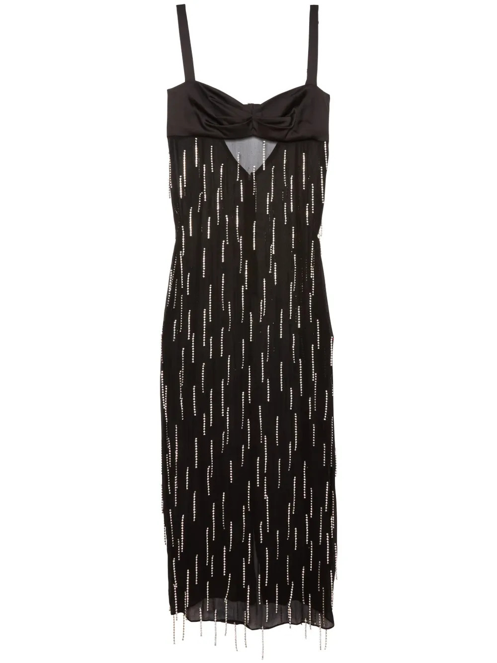 Fleur Du Mal Dangling Stones Midi Dress | Black | FARFETCH | Farfetch Global