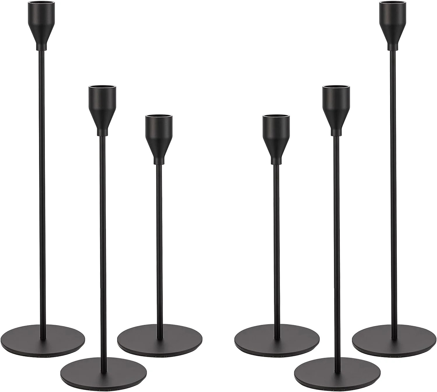 HBlife Set of 6 Matte Black Candle Holders for Taper Candles, Decorative Candlestick Holder for W... | Walmart (US)