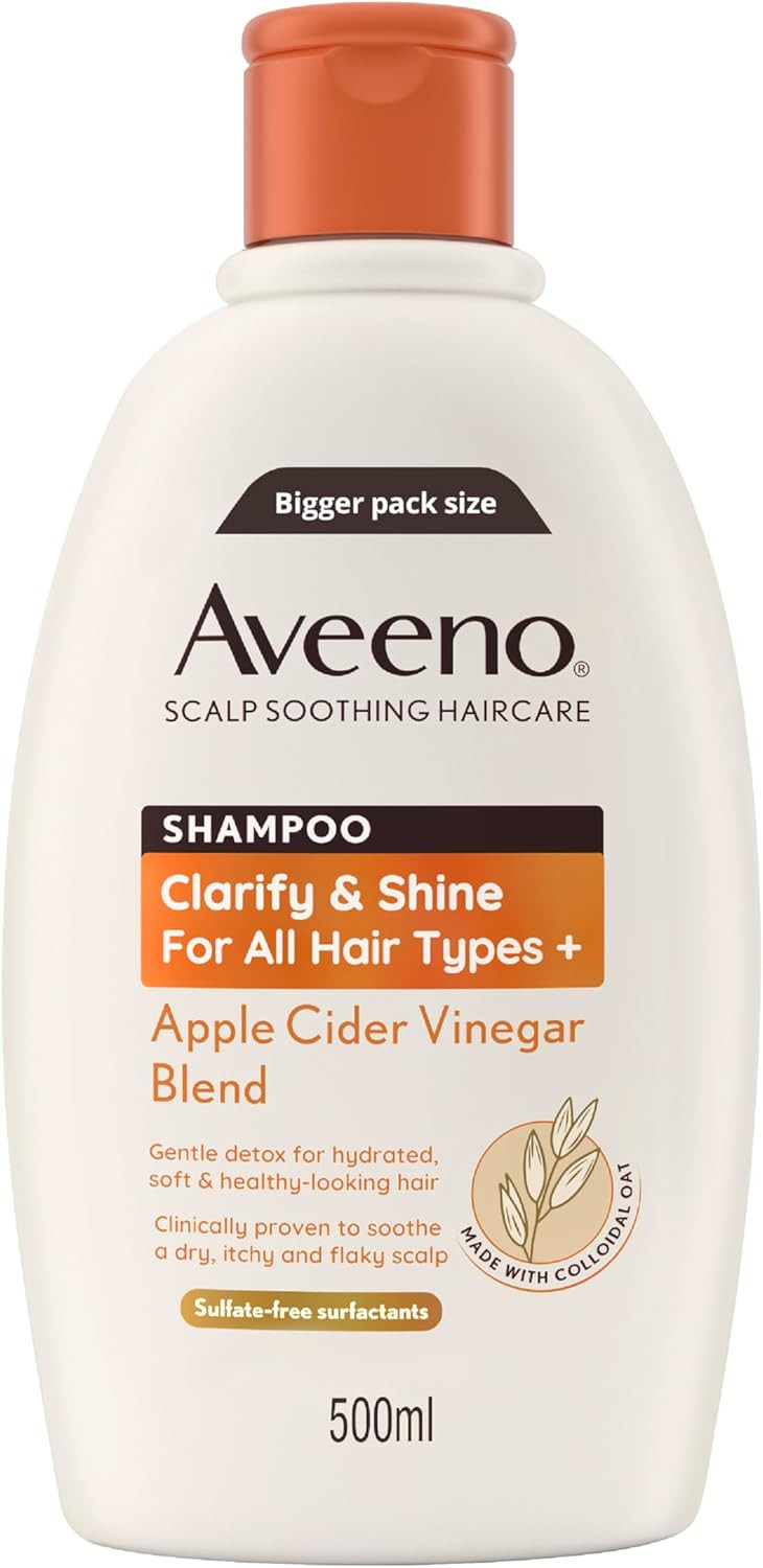 Aveeno Scalp Soothing Haircare Clarify & Shine Shampoo, Apple Cider Vinegar Blend, for All Hair T... | Amazon (UK)