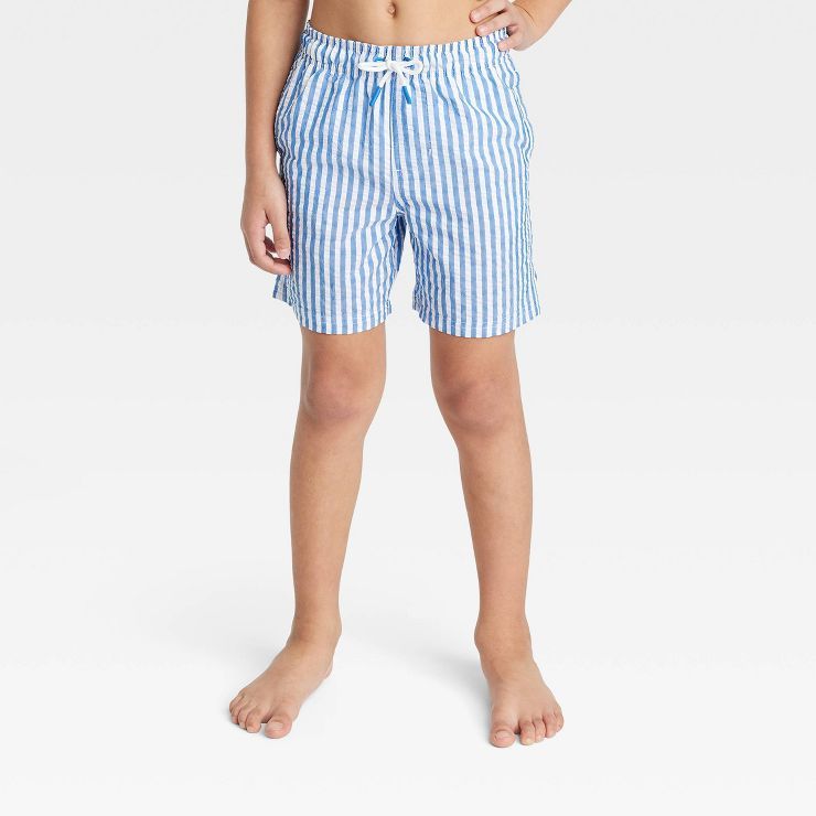 Boys' Striped Seersucker Swim Trunks - Cat & Jack™ Blue | Target