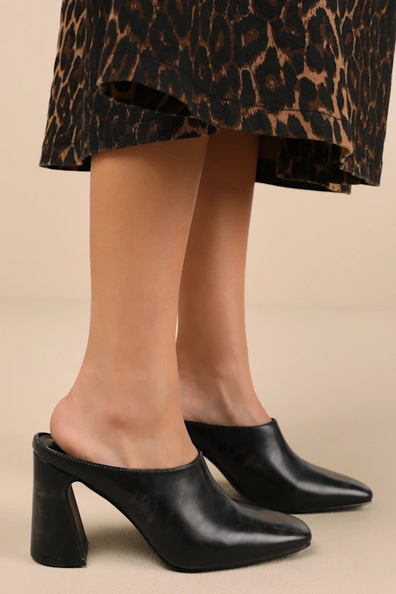 Londynn Black Square-Toe Mule Pumps | Lulus