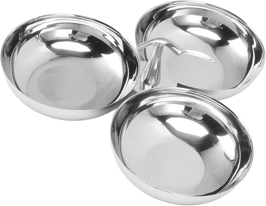 304 Stainless Steel Serving Plate, 3 IN 1 Fruit Bowl Snack Plate, Reusable Dessert Plates, Fruit ... | Amazon (US)
