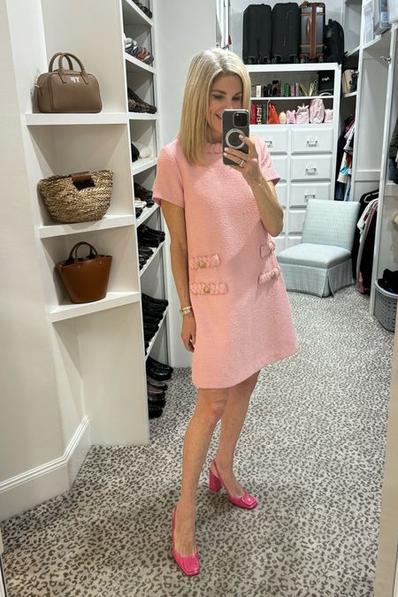 Luncheon style: 
Dress - S / comes in several colors
Shoes no longer available in pink; linked other colors. Fit is TTS

#LTKStyleTip #LTKOver40 #LTKShoeCrush