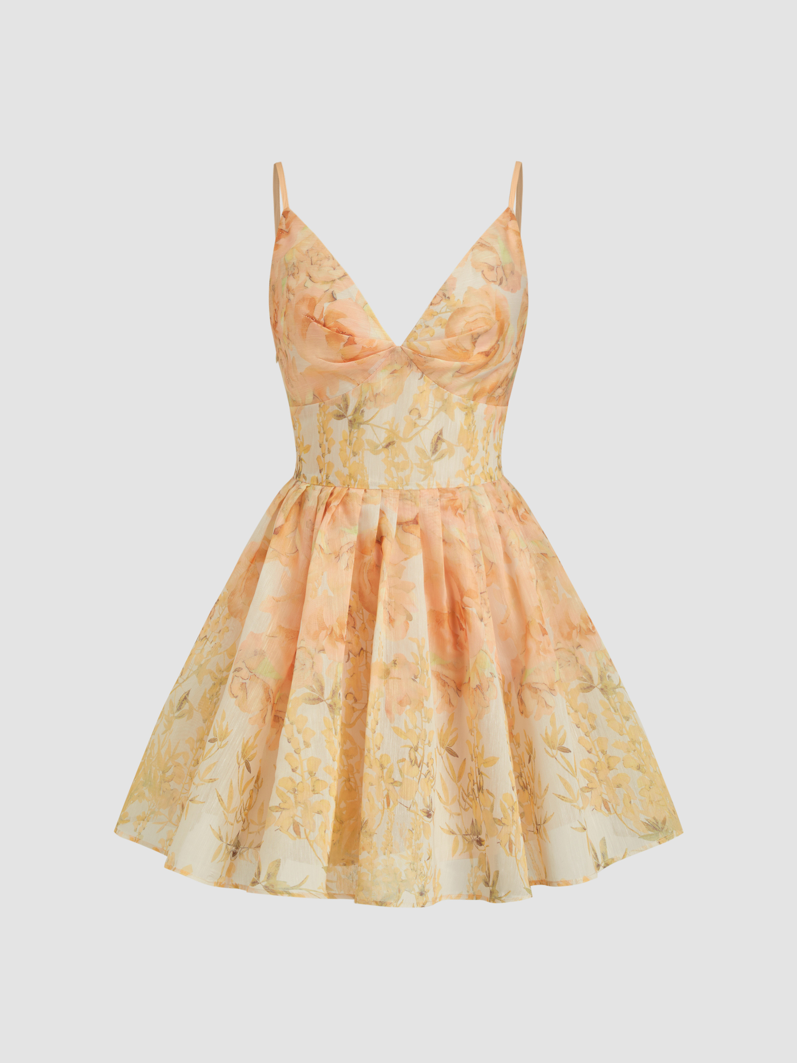 Woven Square Neck Floral Ruffle Mini Cami Dress For Date | Cider